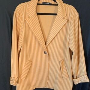 Doe & Rae Beige Striped Blazer